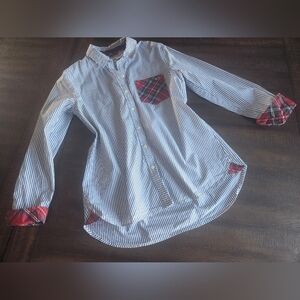 Women's Vineyard Vines Stripe And Plaid Button-Down Shirt Relaxed Fit Sz 6